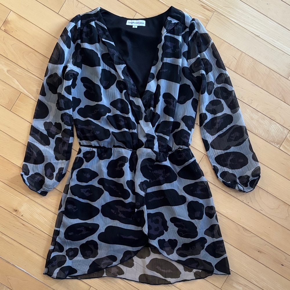 Black and Gray Animal Print Tunic